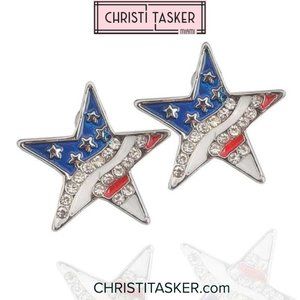 Star Shape American Flag Stud Earrings